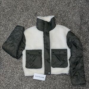 Black and White Sherpa Puffer Jacket